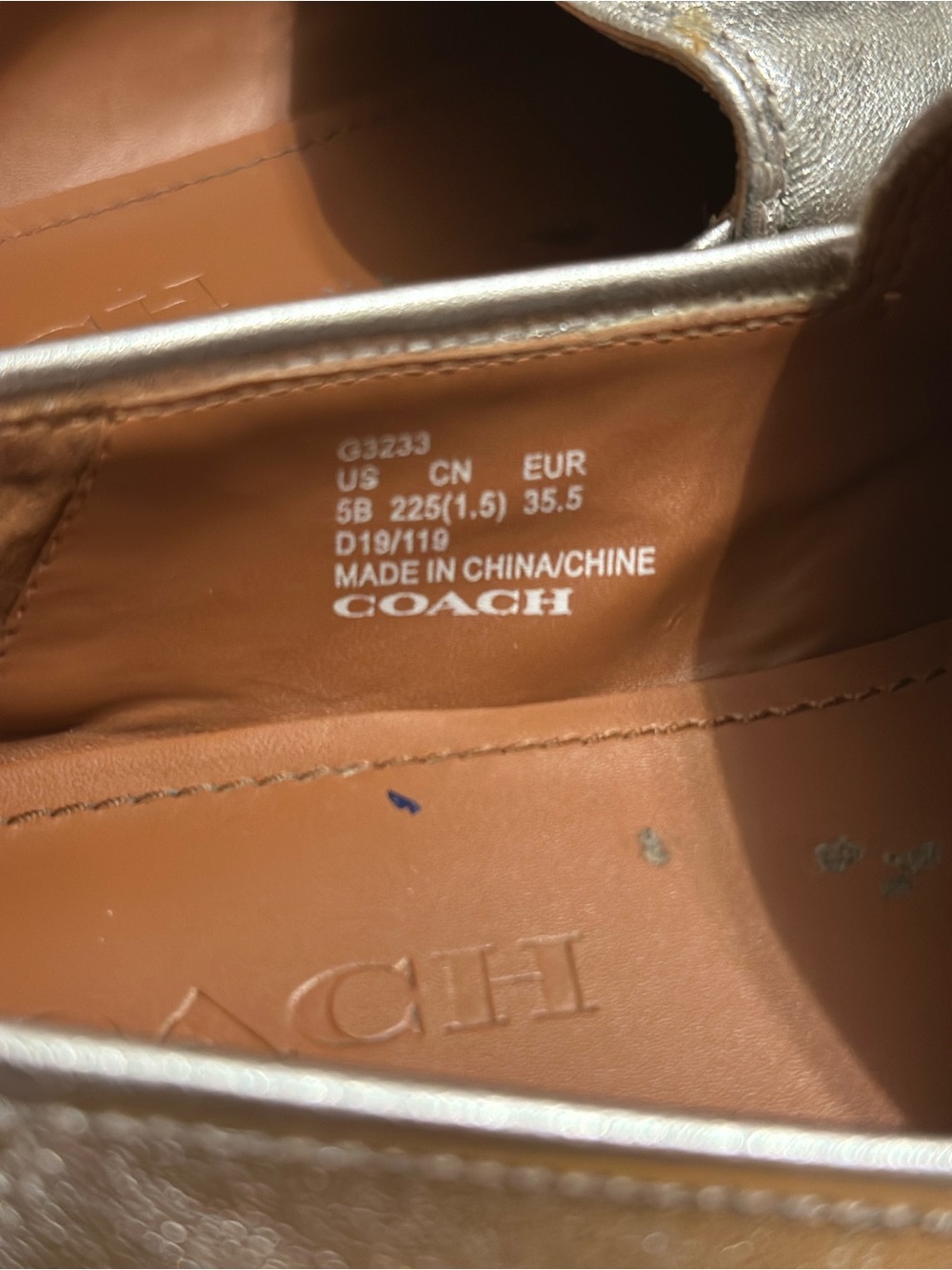 Authentic Coach Metallic Silver Leather Loafers - Picture 4 of 4